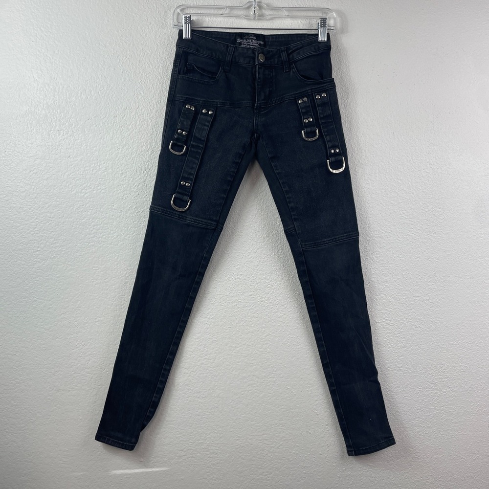 TRIPP NYC Mortal Instruments City of Bones Black D-Ring Moto Skinny Jeans Size 1